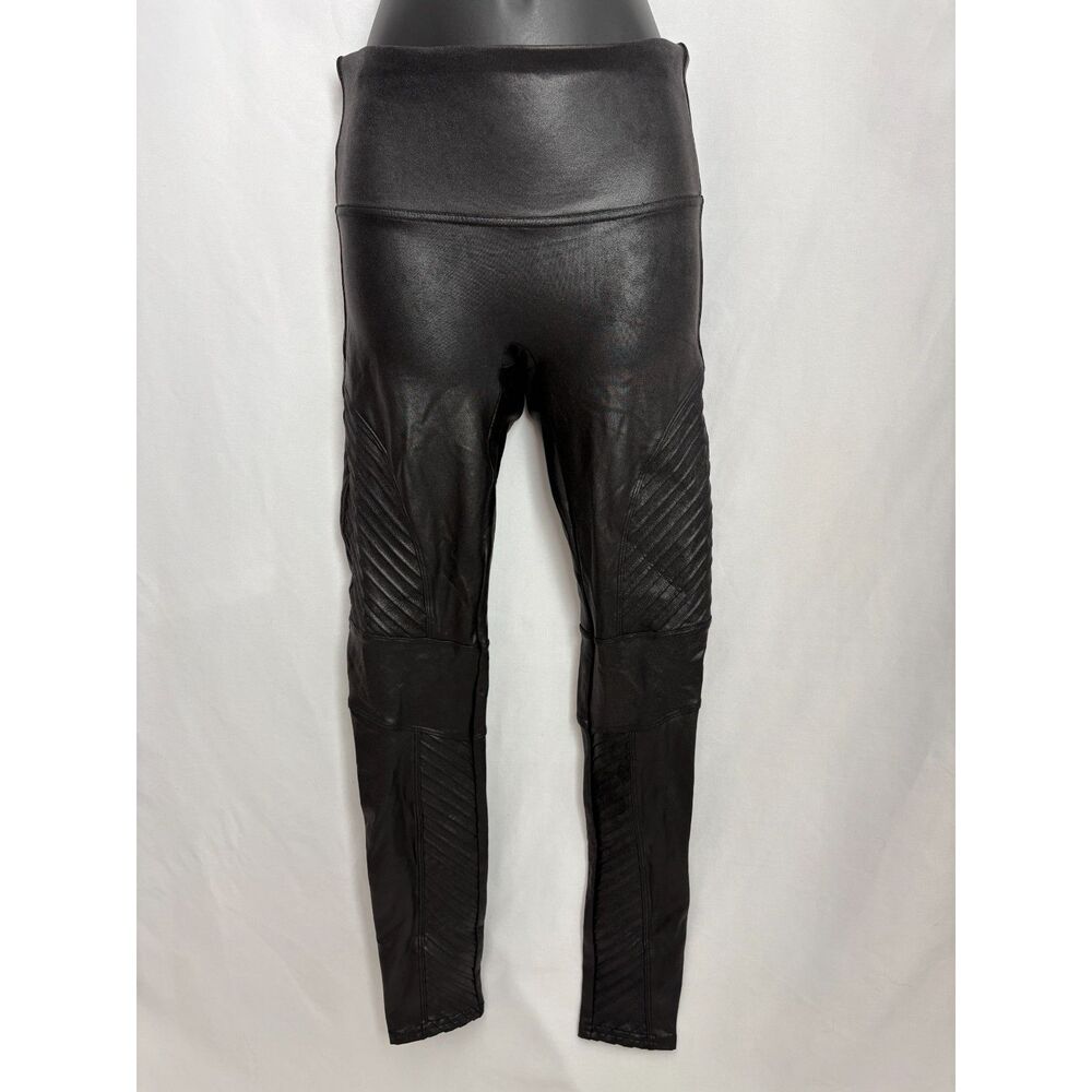 SPANX Faux Leather Moto Leggings in Black Size M Sexy Witchy Basics Essential